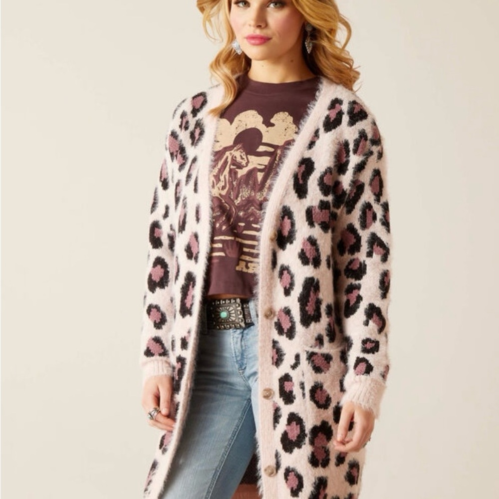 Ariat Blush and Ebony Animal Print Cardigan